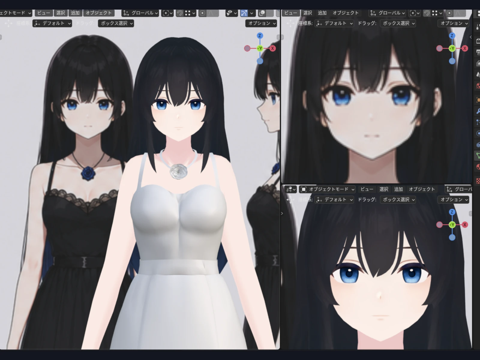 実制作3DモデルをBlenderで調整している作業途中画面