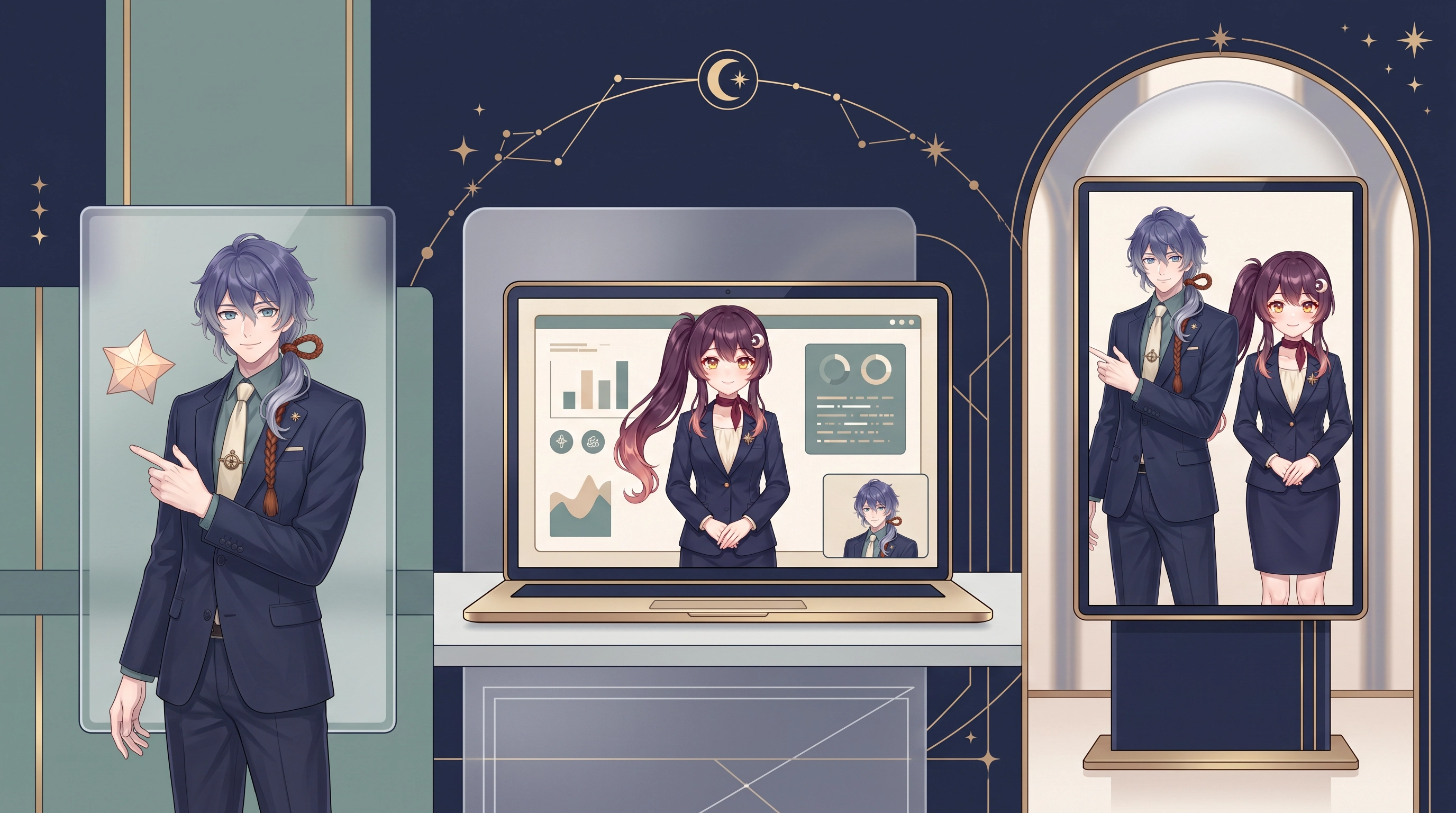スマートフォン・Web・受付端末で同じキャラクターを活用するコンセプト